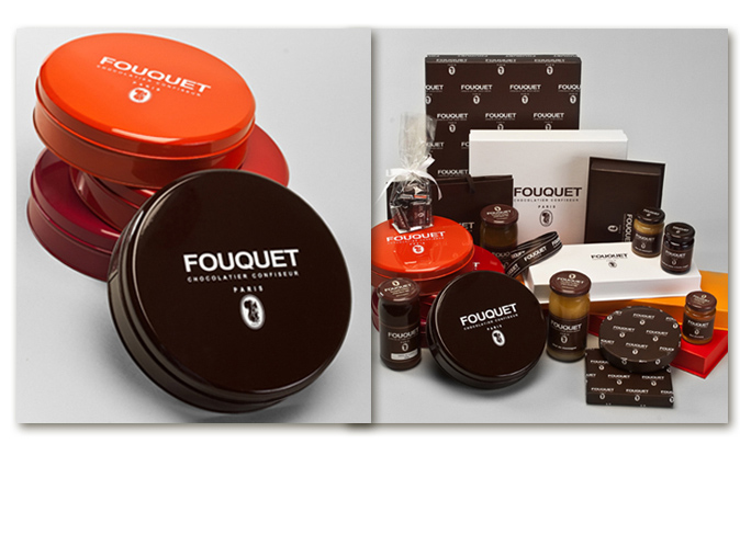 Mood board Design gourmet : création des boites métal création de packaging de la gamme des chocoats et bonbons