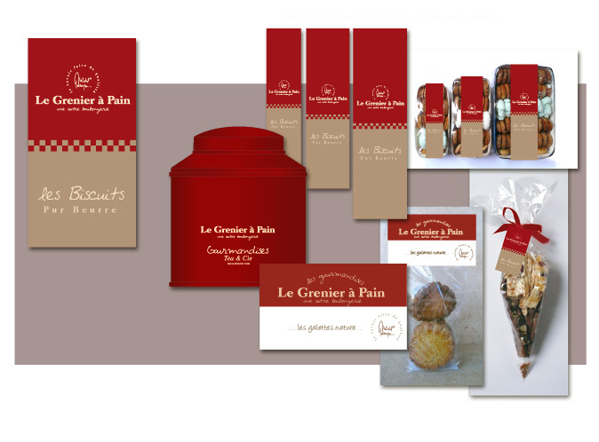 Mood board Design gourmet : création d'une gamme de packagings et d'étiquettes pour les boulangeries.