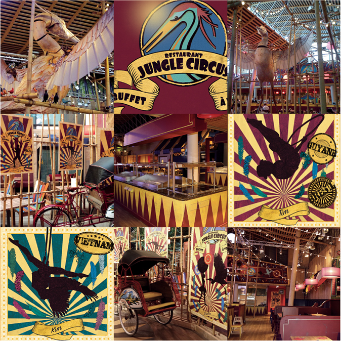 Mood board Design gourmet : restaurant Jungle Circus, Center Parcs, Le Bois aux Daims